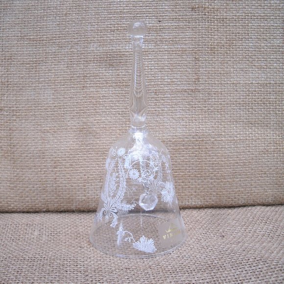 Vintage Viking Glass White Floral Design Bell - Picture 3 of 16